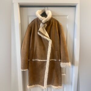 Faux Suede Chestnut Shearling Coat